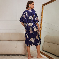 SC Plus Size Print Half Sleeve Dress Lounge Wear Nightgown GDNL-H111