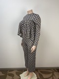 SC Plus Size Loose Print Long Sleeve Pants Set GAWE-6291