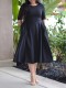 SC Plus Size 3/4 Sleeve Solid Color Midi Dress GAWE-6309