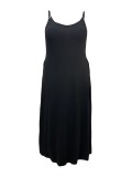 SC Plus Size Solid Color Sling Loose Maxi Dress GAWE-6303