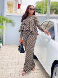 SC Plus Size Loose Print Long Sleeve Pants Set GAWE-6291