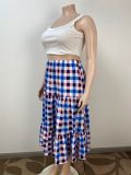 SC Plus Size Plaid Print Loose Half Body Skirt GAWE-6300