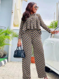 SC Plus Size Loose Print Long Sleeve Pants Set GAWE-6291