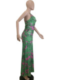 Print Sleeveless Backless Split Maxi Dress QODY-6044