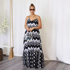 SC Sling Print Backless Maxi Dress NY-10859