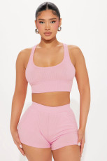 SC Solid Color Sport Tank Tops And Shorts 2 Piece Set FENF-307