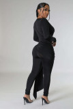 SC Solid Color Deep V-Neck Jumpsuit Set HNIF-2416