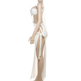 SC Sexy Backless Split Patchwork Irregular Long Dress XEF-50283