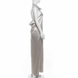 SC Sexy Halter Backless Solid Color Maxi Dress XEF-50913