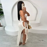 SC Sexy Backless Split Patchwork Irregular Long Dress XEF-50283