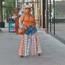 SC Casual Wide Leg Pants Spliced Jeans QYXZ-9179