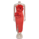 SC Solid Color Sleeeveless Split Long Dress BY-7039