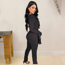 SC Solid Color Long Sleeve Jumpsuit Suit BY-7010