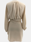 SC Solid Color V Neck Tie Up MinI Dress SFY-2776