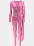 SC Solid Deep V Neck Tight Jumpsuit SFY-2782