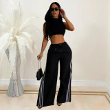 SC Stripe Patchwork Solid Sport Pants BY-6960