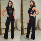 SC Solid Color Sleeveless Mesh Jumpsuit BY-7038