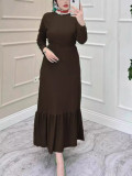 SC Plus Size Solid Color Long Sleeve Maxi Dress GAWE-6320