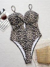 SC Leopard Print Hollow Out One Piece Swimsuit CSYZ-E36R