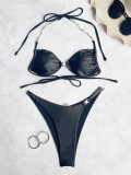 SCBackless Tie Up Halter Bikinis Two Piece Swimsuit CASF-6727