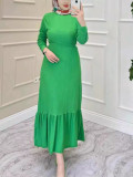SC Plus Size Solid Color Long Sleeve Maxi Dress GAWE-6320