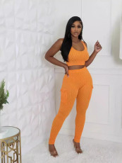 SC Solid Color Sport Vest And Pants 2 Piece Set GYZY-8919