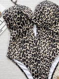SC Leopard Print Hollow Out One Piece Swimsuit CSYZ-E36R