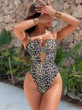 SC Leopard Print Hollow Out One Piece Swimsuit CSYZ-E36R