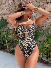 SC Leopard Print Hollow Out One Piece Swimsuit CSYZ-E36R
