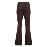 SC Solid Color Holes Flare Jean XCFF-1001