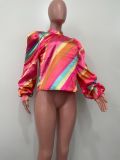 SC Fashion Pleated Tie Colorful Printed Shirt OLYF-6153