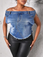 SC One Shoulder Denim T Shirt Top LX-6020