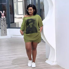 SC Casual Print Loose Two Piece Shorts Set NY-10866