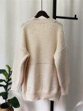 SC Patchwork Denim Single-breasted Loose Sweater OD-8707
