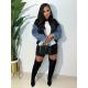 SC Loose Color Block Patchwork Jeans Sleeve Sweater OD-8703