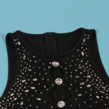 SC Hollow Out Hot Drill Sleeveless Mini Dress NY-3239