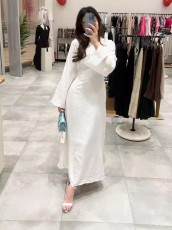 SC Casual Long Sleeve Solid Color Maxi Dress LS-0410