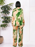 SC Print Long Sleeve Shirt Loose Pants Suit MIL-036