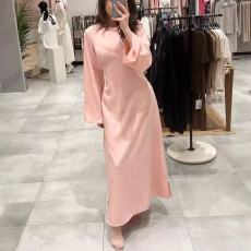 SC Casual Long Sleeve Solid Color Maxi Dress LS-0410