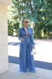 SC Casual Wide Leg Pants Denim Two Piece Set TR-1314