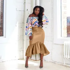 SC Fashion Ruffled Half-body Leather Skirt LSL-LS6481