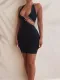 SC Chain Patchwork Halter Hollow Out Mini Dress GADE-2175