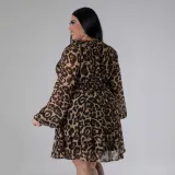 SC Plus Size Print Long Sleeve Shirt Dress OSM-QJ5505