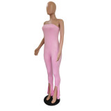 SC Solid Color Wrap Chest Pleated Jumpsuit GCNF-CN0137