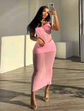 SC Sexy See Through Tight Two Piece Skirts Set GADE-8424