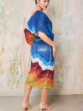 SC Drawstring One-Shoulder Top Split Skirt Two-Piece Set OLYF-6154