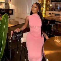 SC Sleeveless Solid Color Bodycon Dress GADE-8447