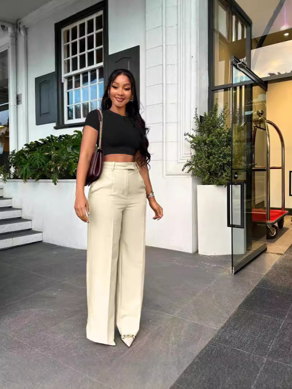 SC Solid Color Loose Wide Leg Pants QODY-Y6012