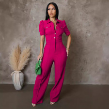 SC Short Sleeve Sport Solid Jumpsuit OSM-AJ4463