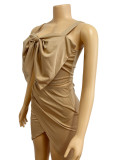 SC Solid Color Bow Sling Top Two Piece Skirt Set GADE-5636